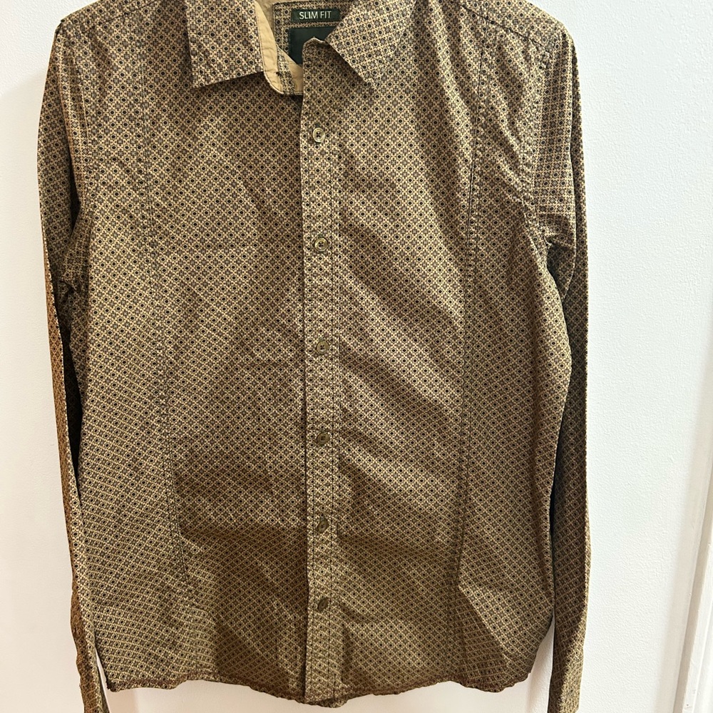 Prana Slim Fit‎ Mens Geometric Print Button Down Shirt Size Small